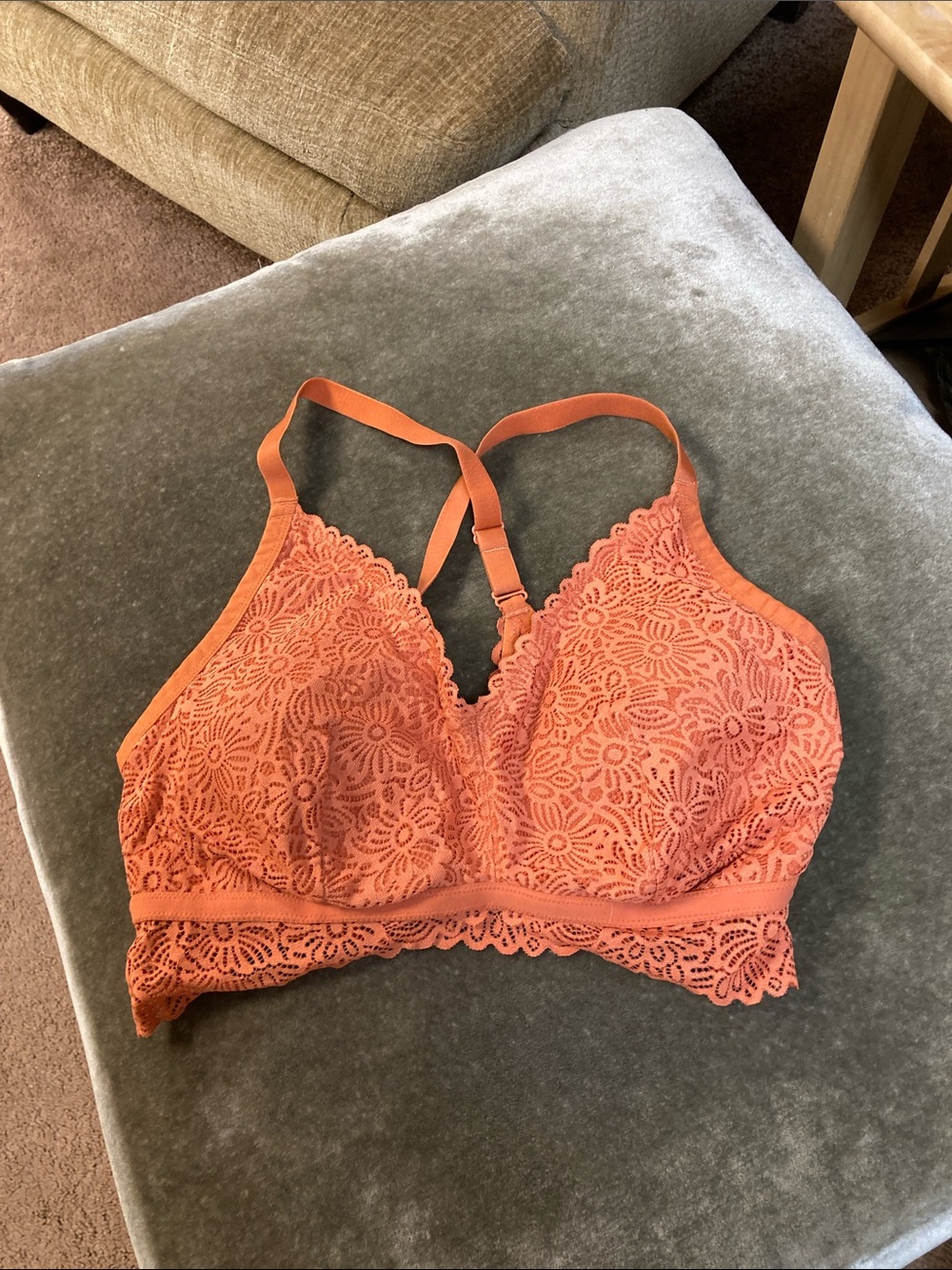 Auden Floral Lace Bralette in Coral